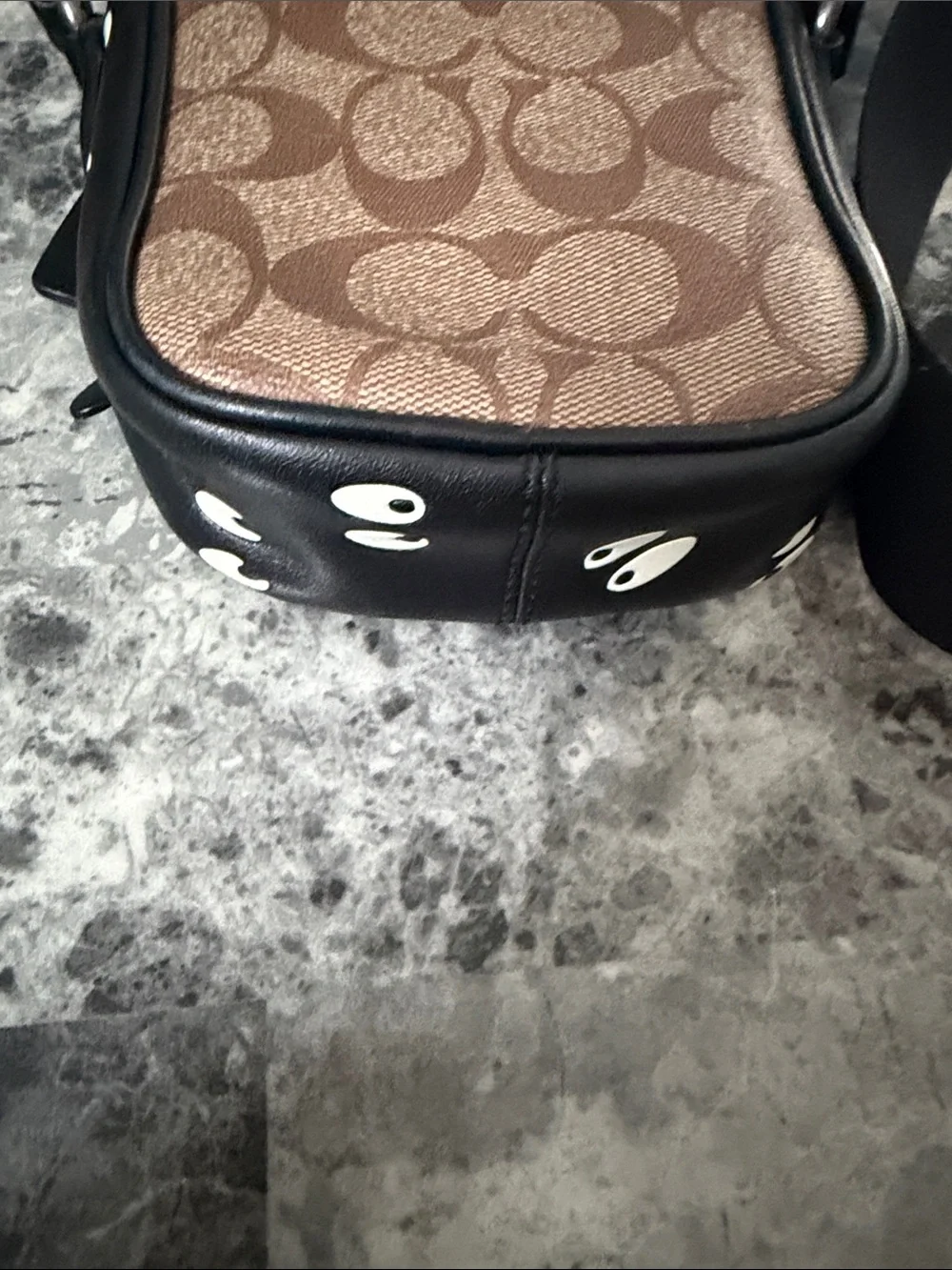 Coach Brown Signature Canvas Messenger Crossbody with Black Strap